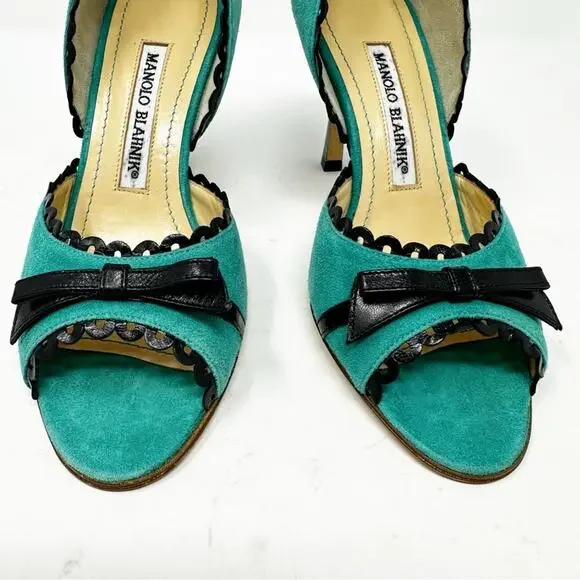 Manolo Blahnik Suede Peep Toe d’Orsay High Heel Pumps Size 36